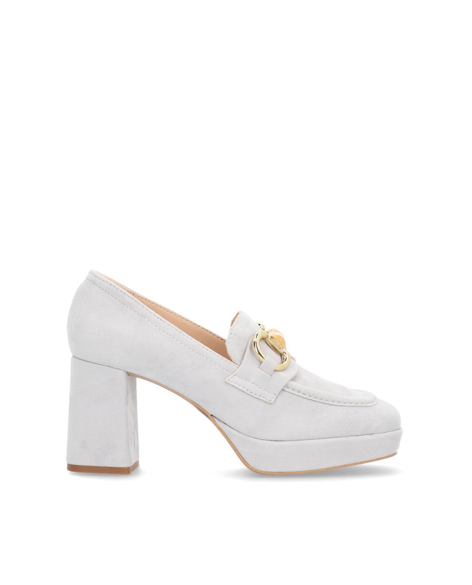 Alpe - Zapatos de salón de mujer de piel ante en color gris.