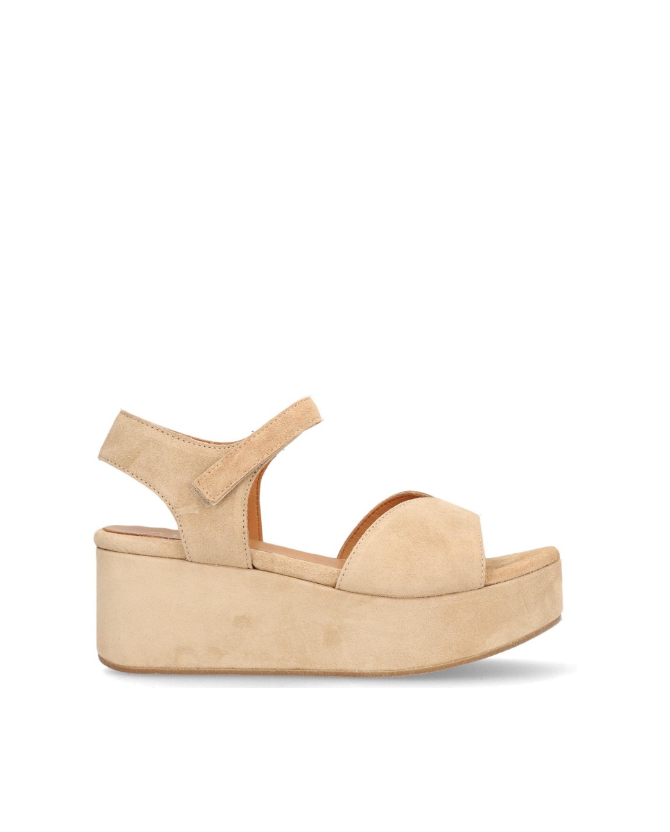 Alpe - Zapatillas con cuña de mujer de piel en color natural.