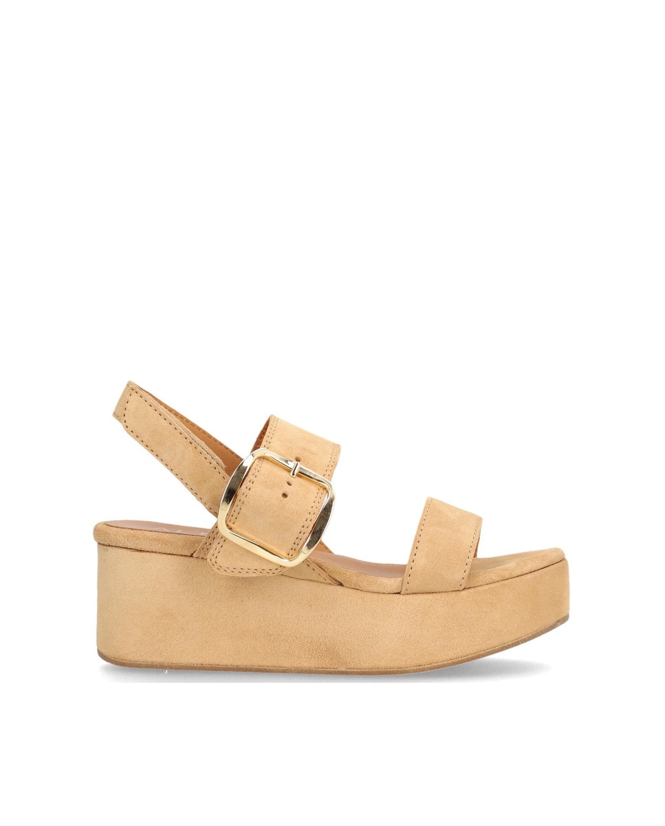 Imagen 0 de Sandalias de cuña de mujer de piel baby silk en color blanco