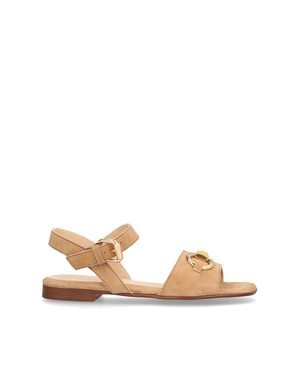 Alpe - Sandalias planas de mujer de piel ante en color marrón.