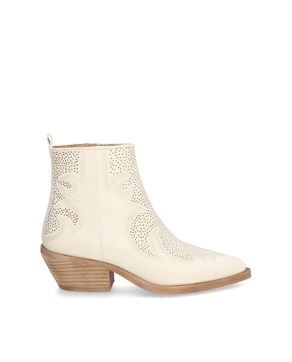 Alpe - Botines cowboy de mujer de piel natur y tacón.