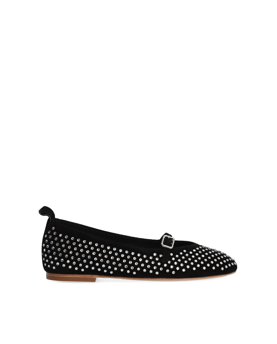 Alpe - Merceditas planas de mujer de piel baby silk en color negro.