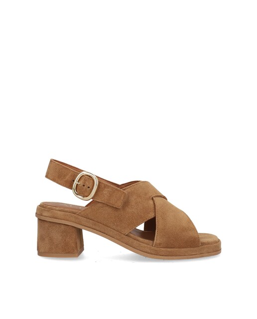 Imagen 0 de Sandalias de tacón de mujer de piel baby silk con suela antideslizante y cierre de hebilla
