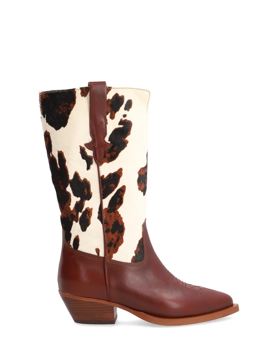 Alpe - Botas de mujer de piel redwood + pony vaca con suela antideslizante, sin cierre..