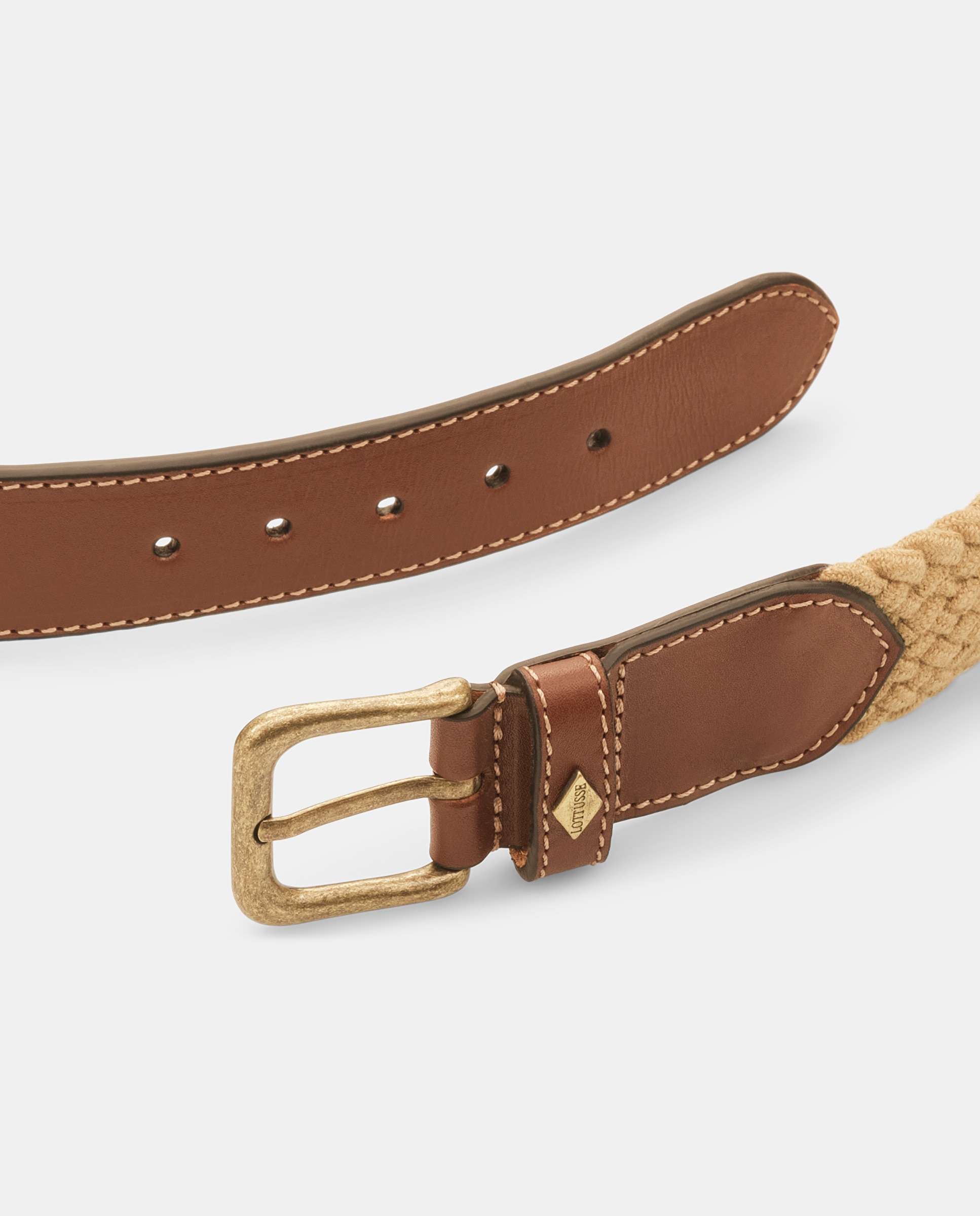 Cinturón trenzado snipe de hombre - Lottusse - Beige Beige-3