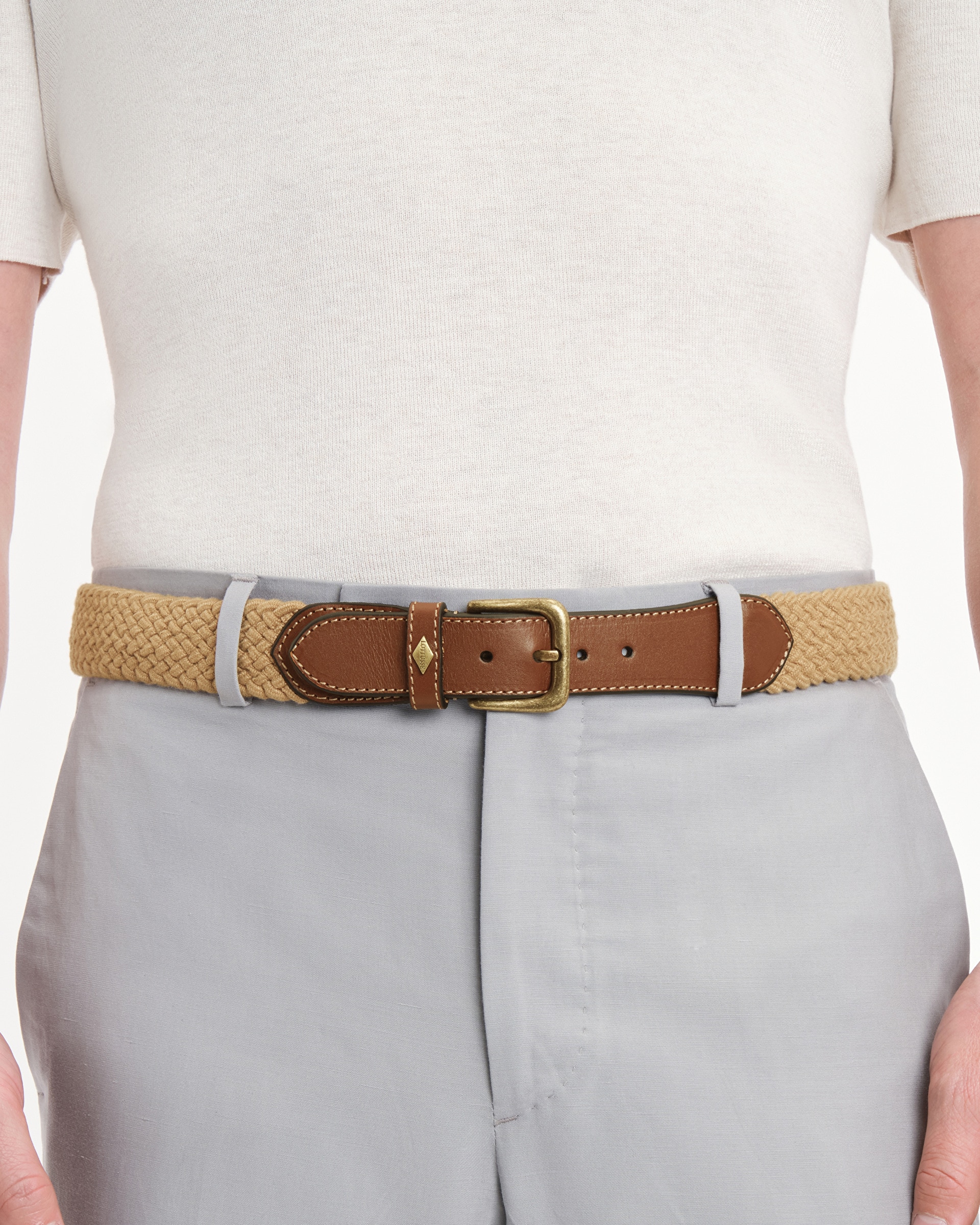 Cinturón trenzado snipe de hombre - Lottusse - Beige Beige-2