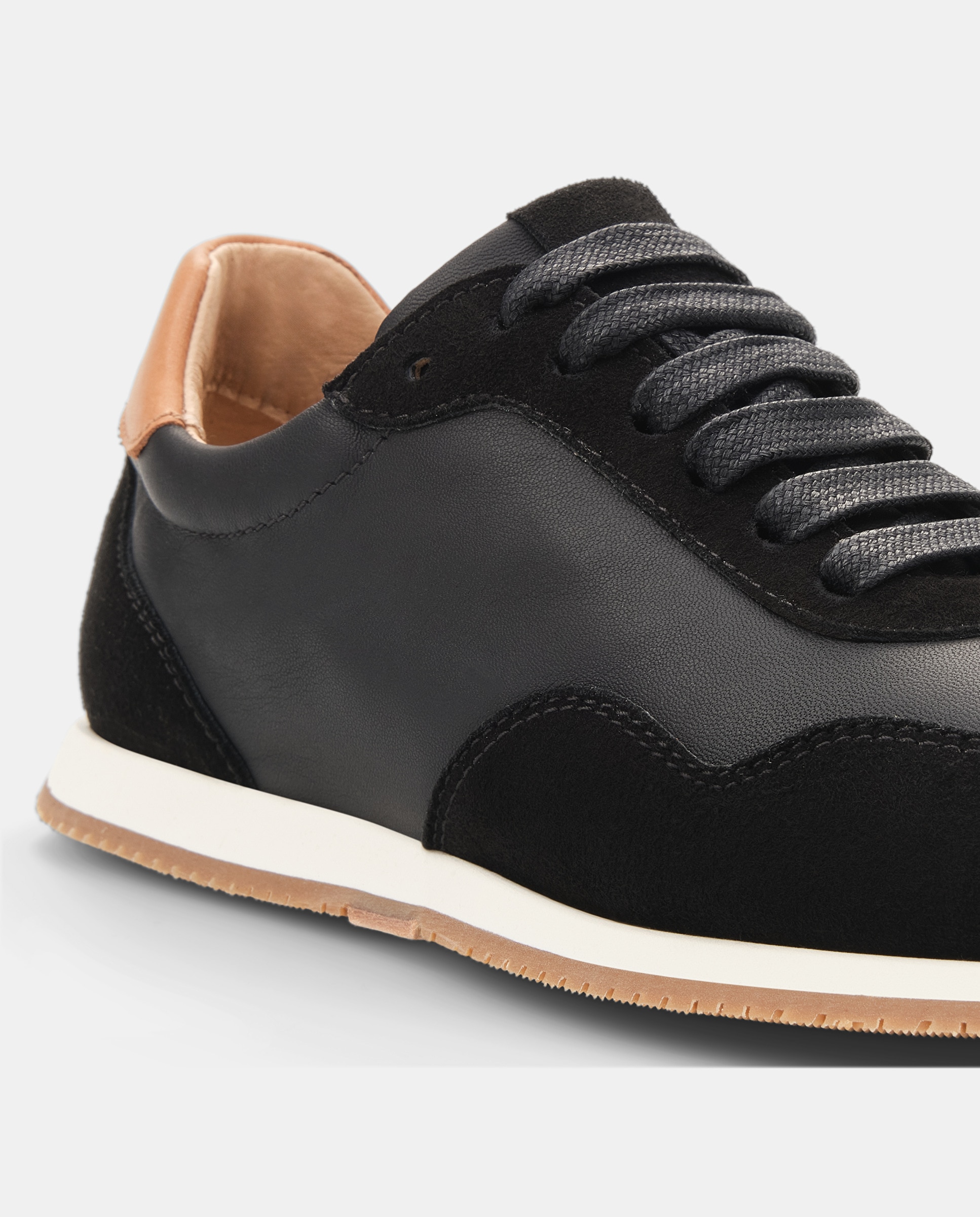 Zapatillas retro de mujer de piel caprina - Lottusse - Negro Negro-4