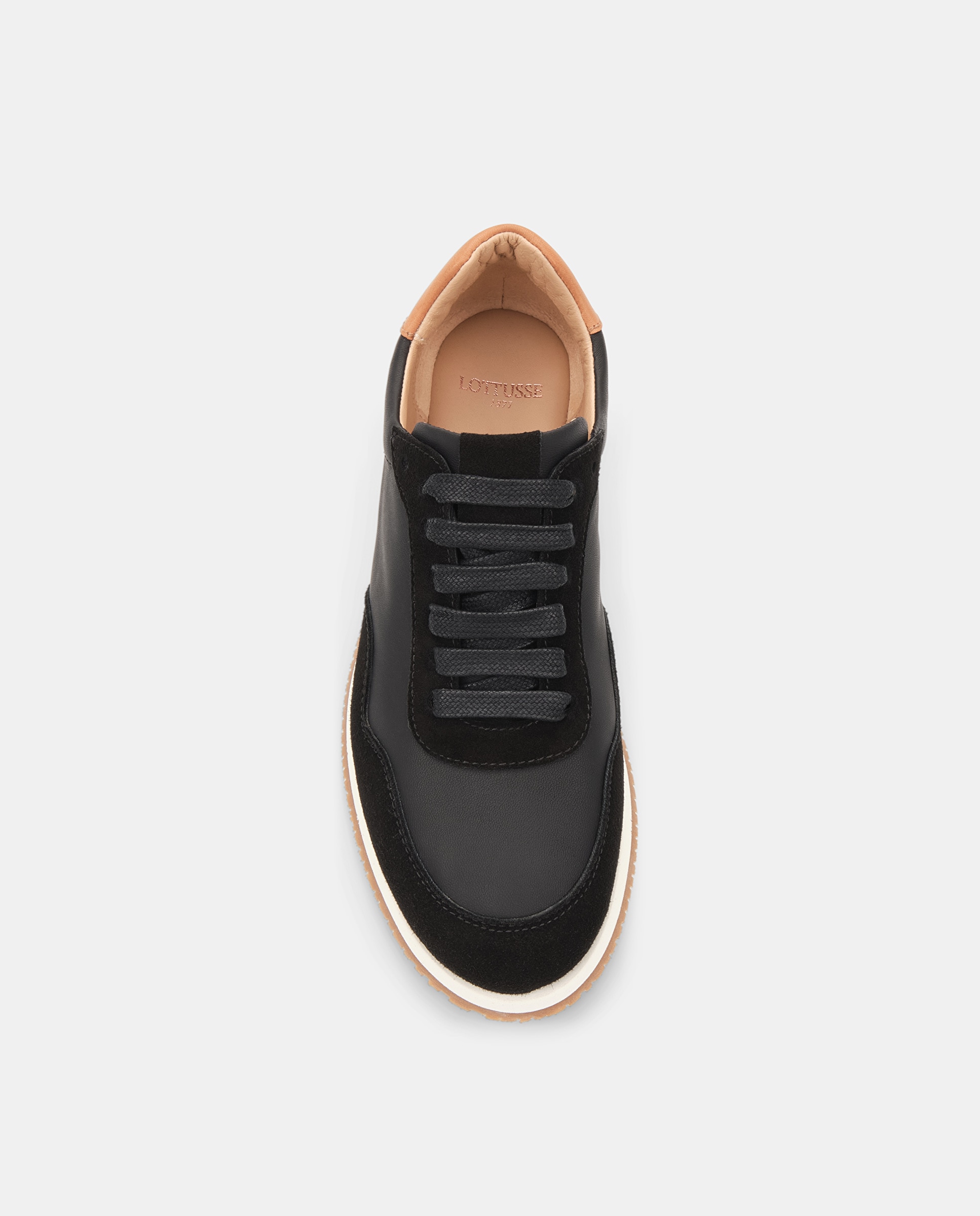 Zapatillas retro de mujer de piel caprina - Lottusse - Negro Negro-6