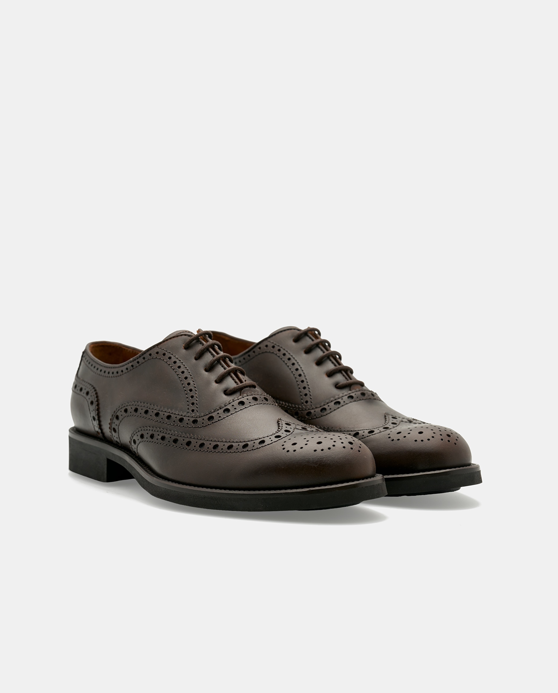 Zapatos de cordones de hombre en piel con pala vega y picados - Lottusse - Marrón Marrón-3