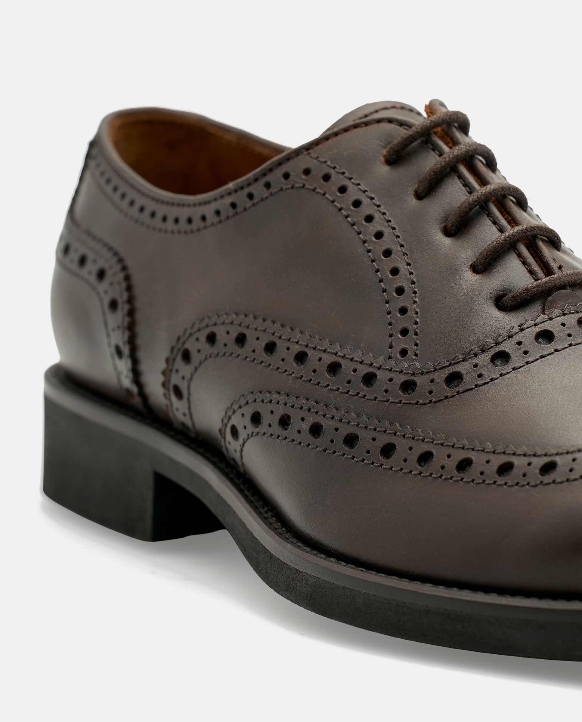 Zapatos de cordones de hombre en piel con pala vega y picados - Lottusse - Marrón Marrón-4