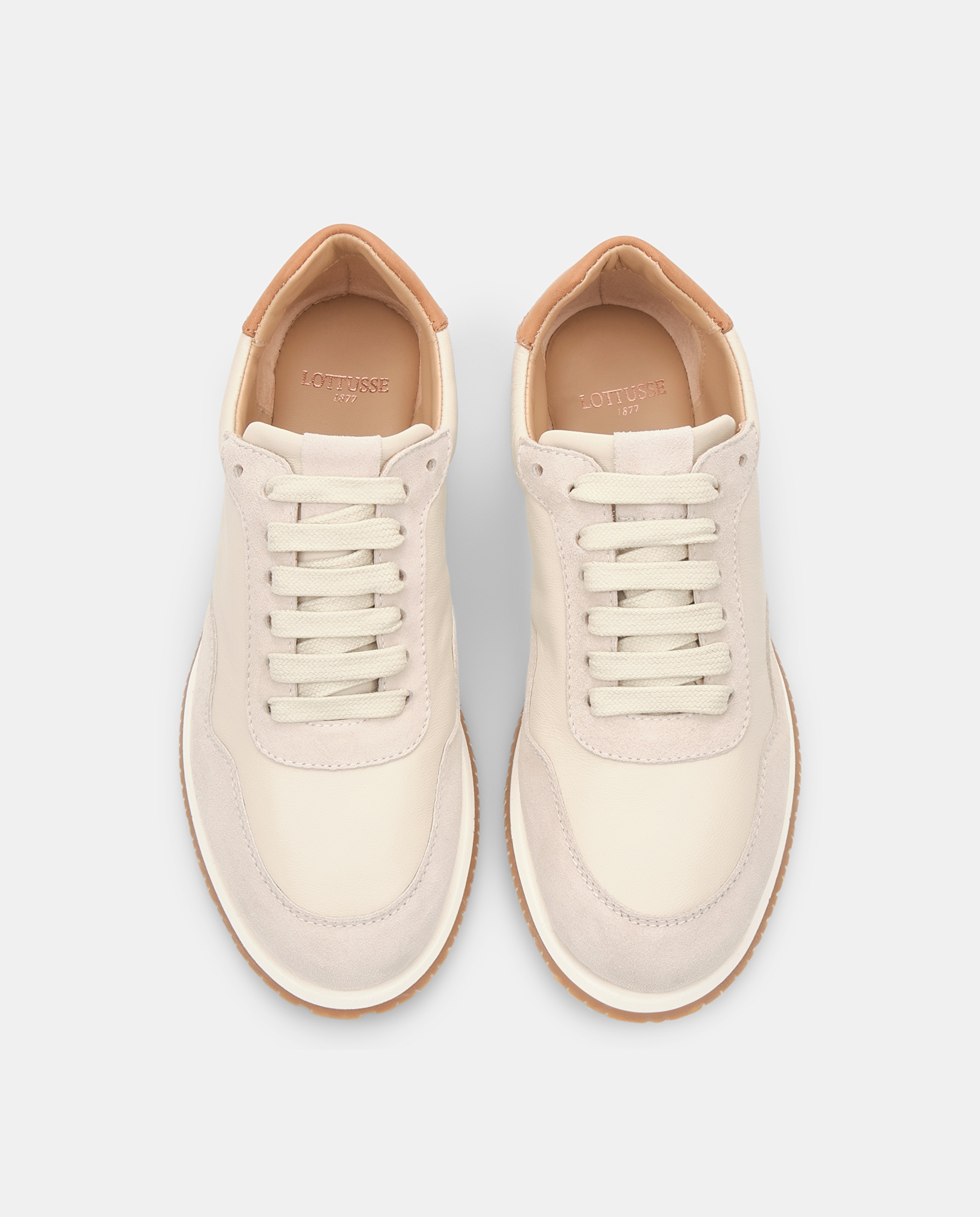 Zapatillas retro de mujer de piel caprina - Lottusse - Blanco Blanco-6