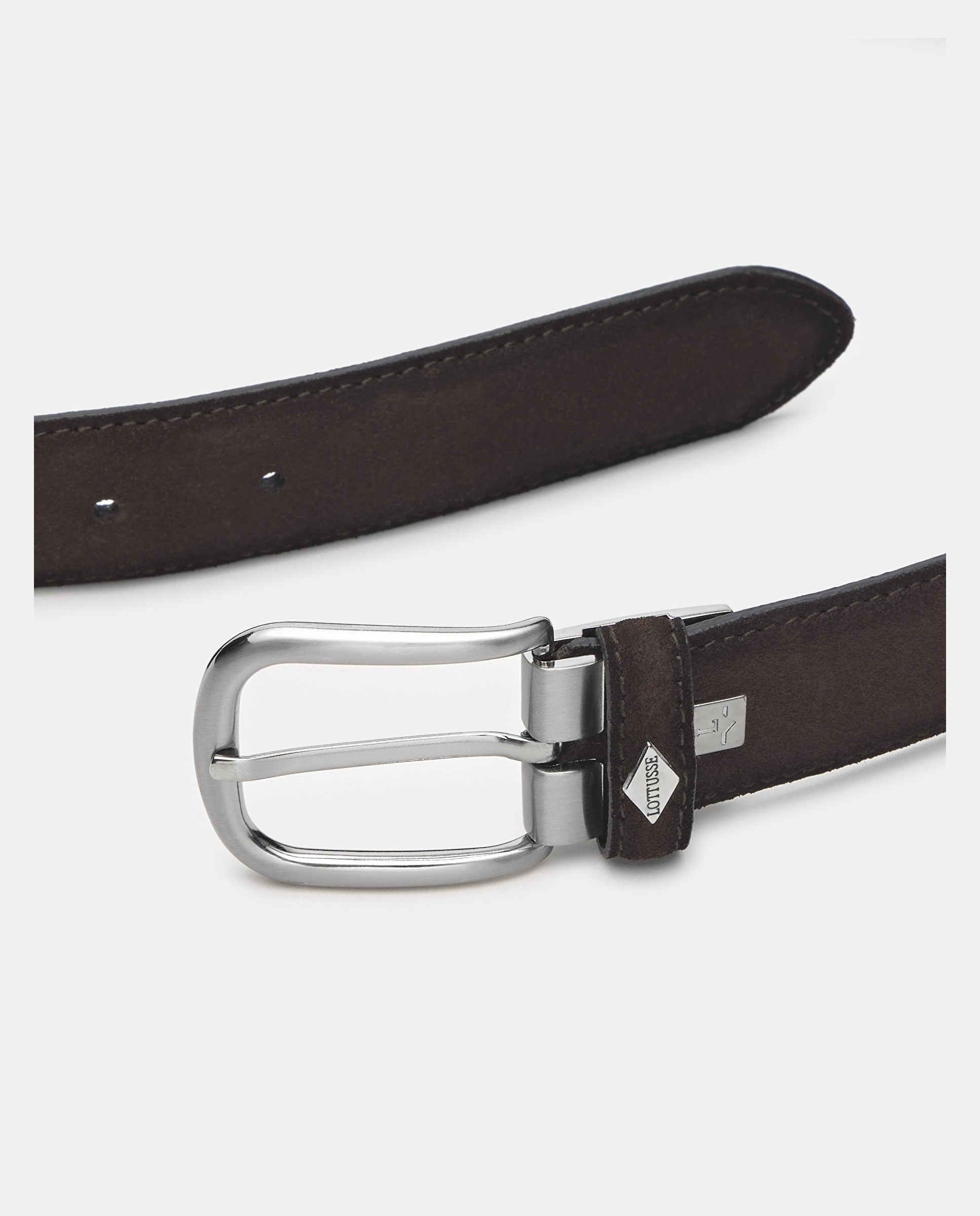 Cinturón de becerro de ante de nobuk de hombre - Moka Moka-3