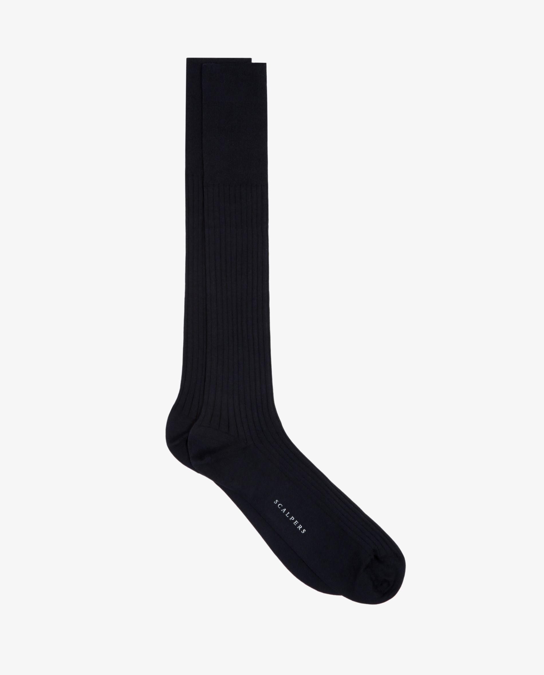 Calcetines altos de hombre lisos de algodón orgánico - Scalpers - Navy Navy-1