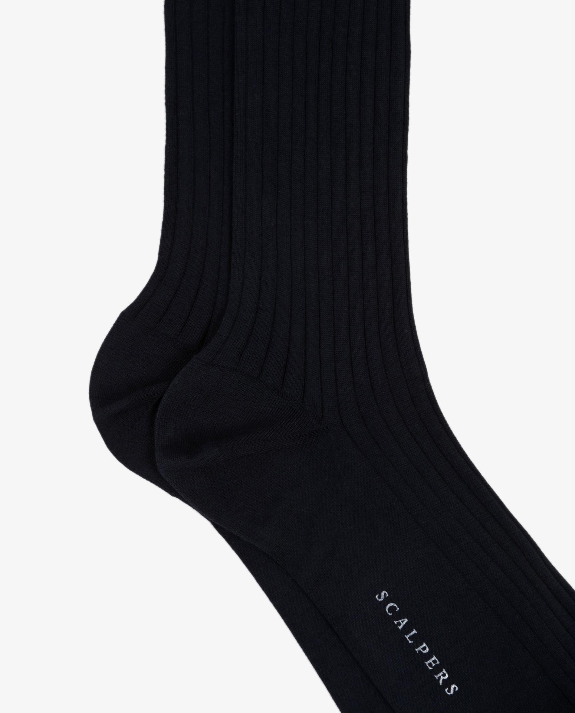 Calcetines altos de hombre lisos de algodón orgánico - Scalpers - Navy Navy-2