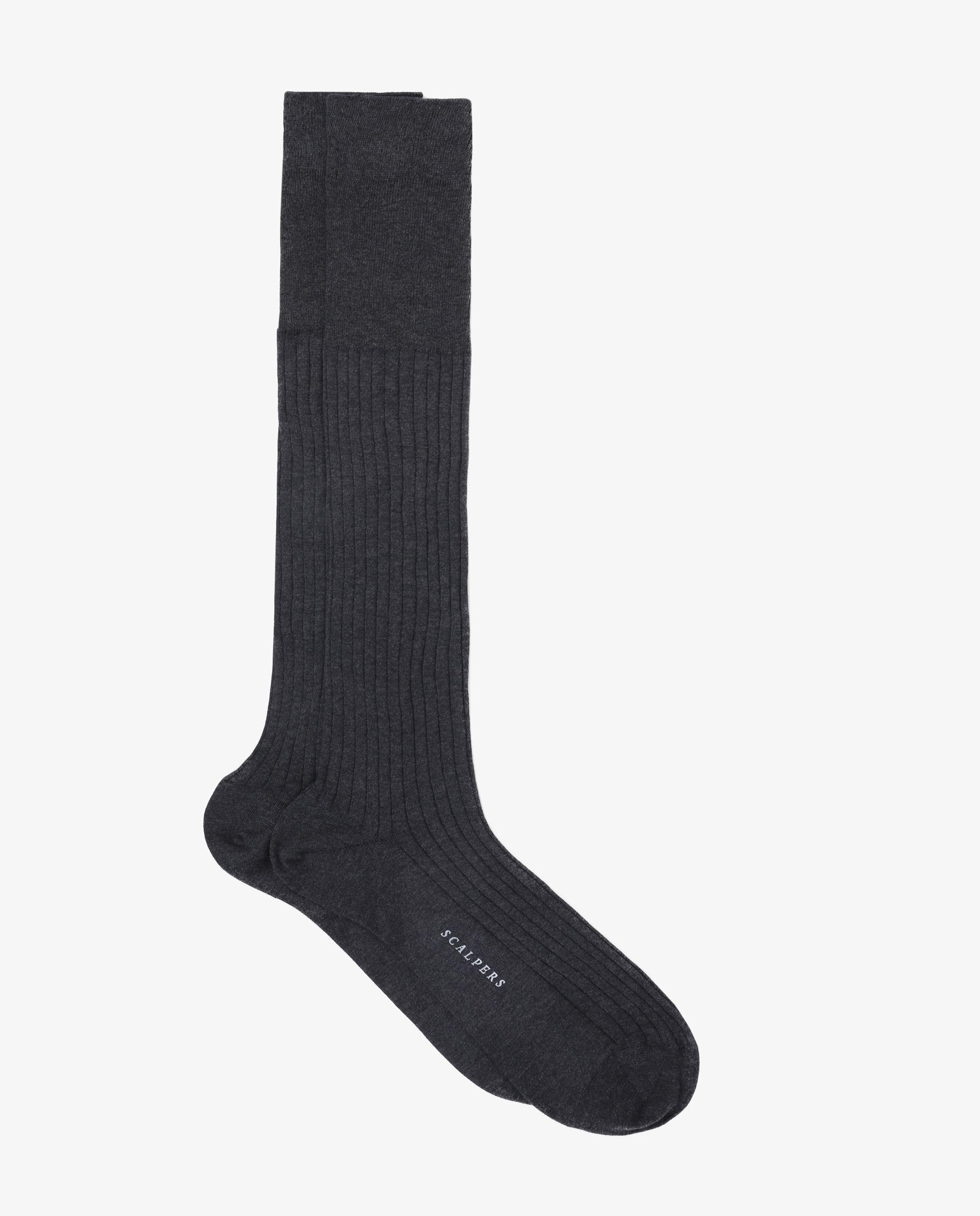 Imagen 0 de Calcetines altos de hombre lisos de algodón orgánico Gris oscuro