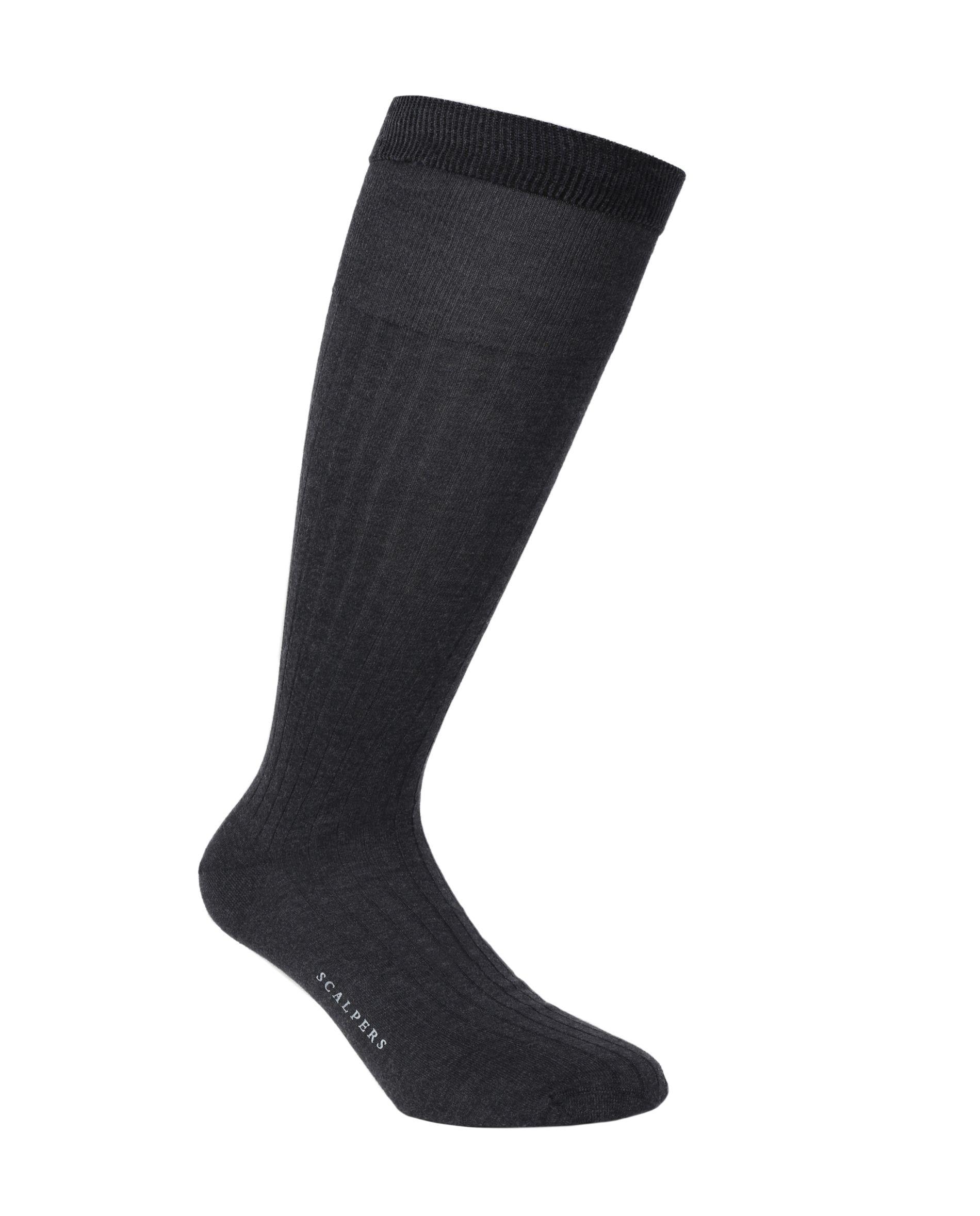 Calcetines altos de hombre lisos de algodón orgánico - Scalpers - Gris oscuro Gris oscuro-2