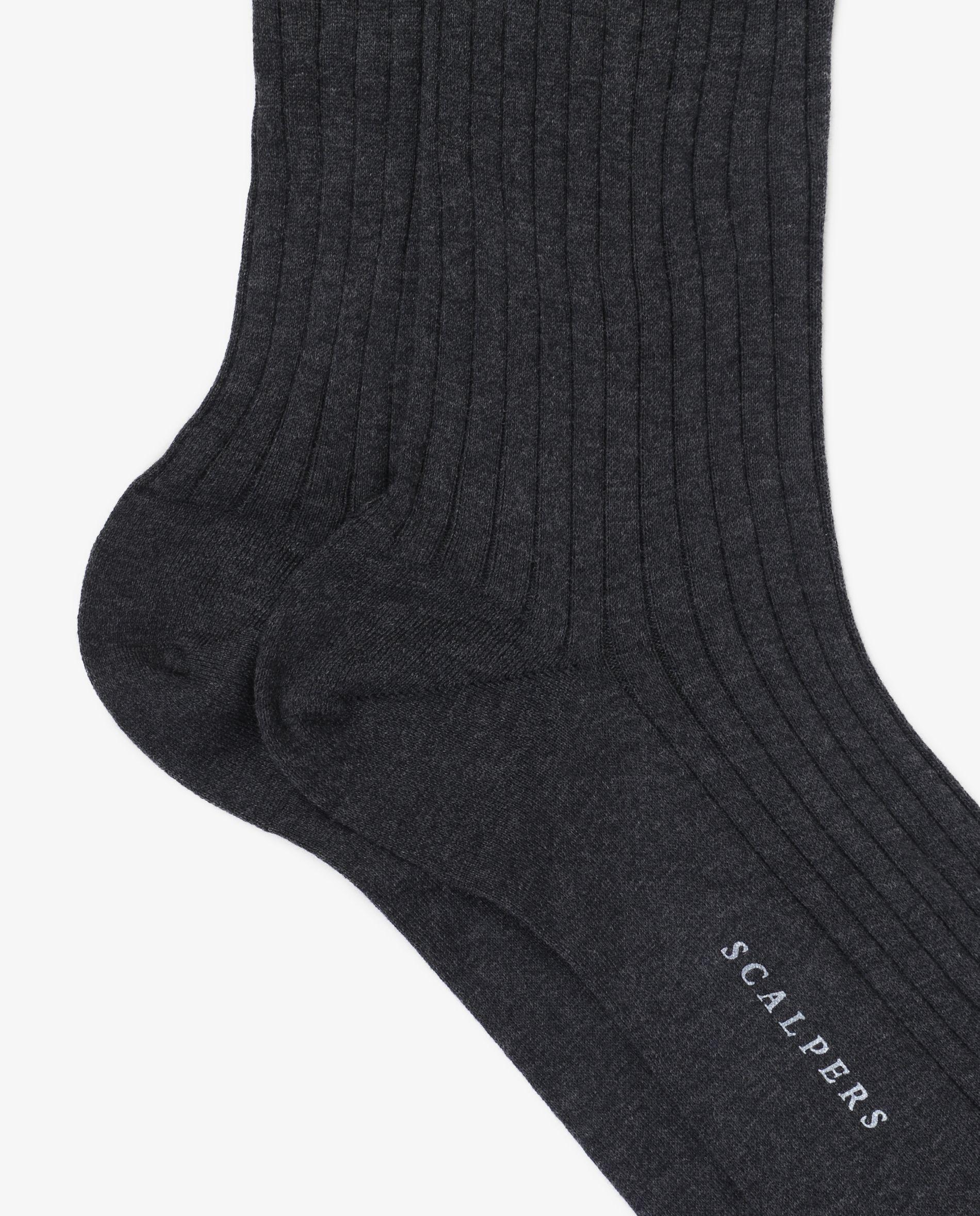 Calcetines altos de hombre lisos de algodón orgánico - Scalpers - Gris oscuro Gris oscuro-3