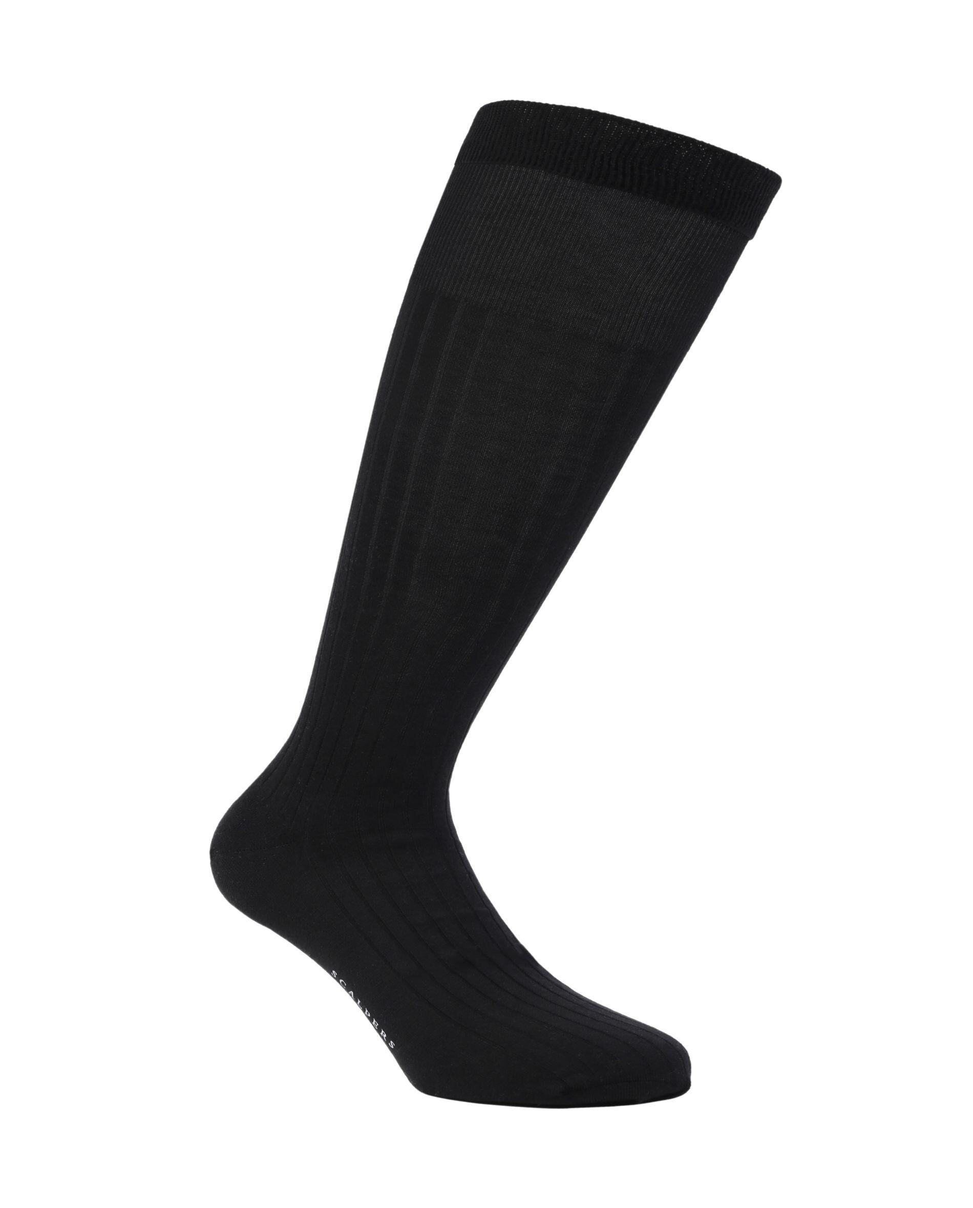Calcetines altos de hombre lisos de algodón orgánico - Scalpers - Negro Negro-2