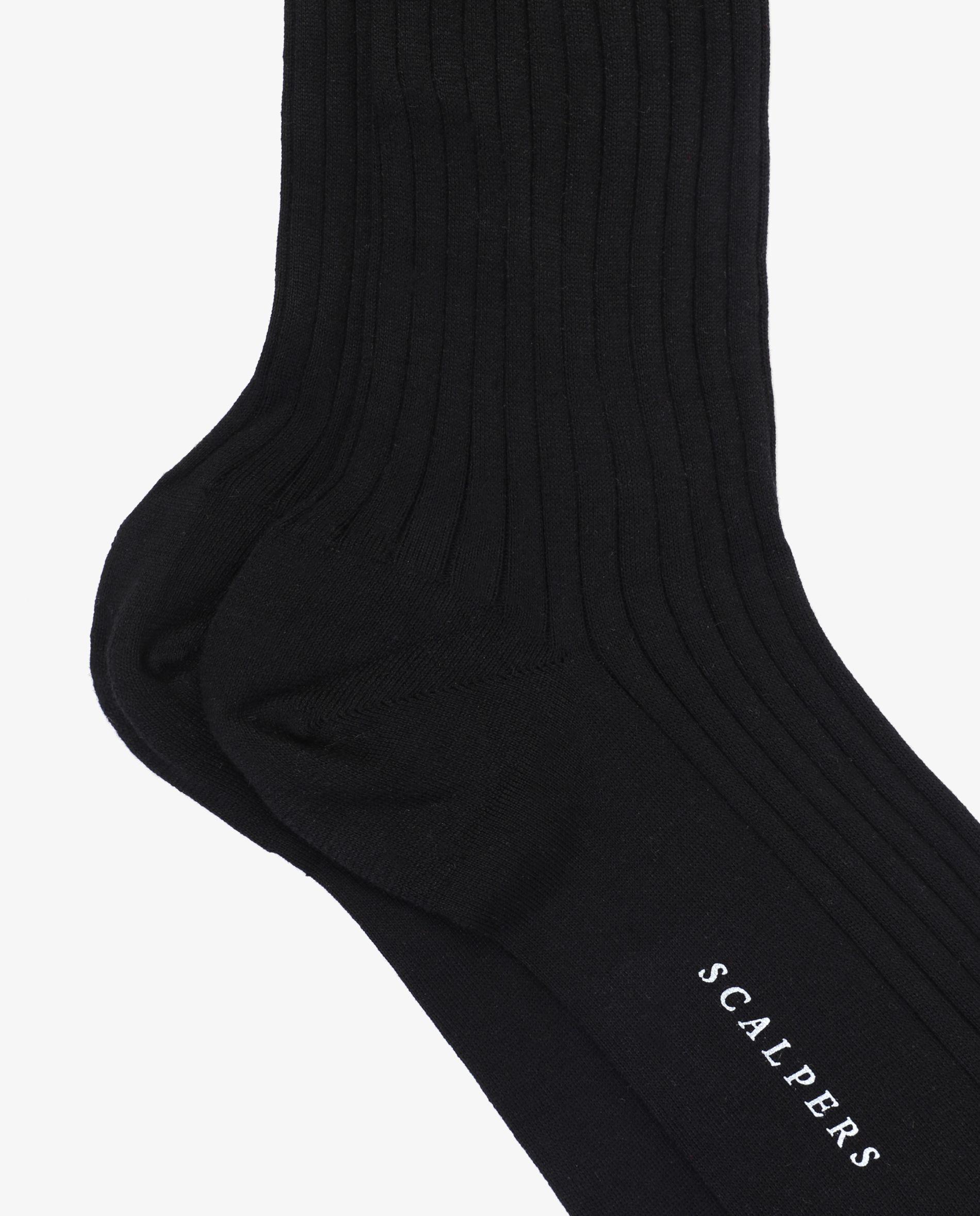 Calcetines altos de hombre lisos de algodón orgánico - Scalpers - Negro Negro-3