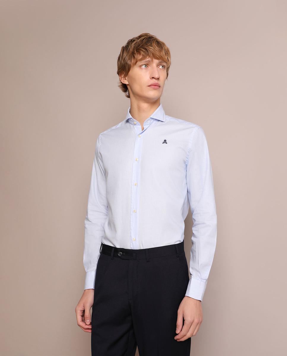 Camisa de hombre regular de rayas en azul claro