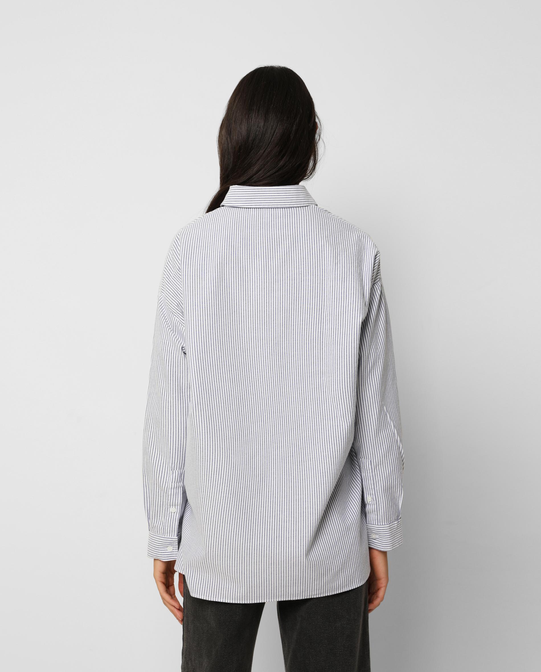 Imagen 3 de Camisa de mujer de algodón regular fit a rayas - Scalpers - Azul Azul
