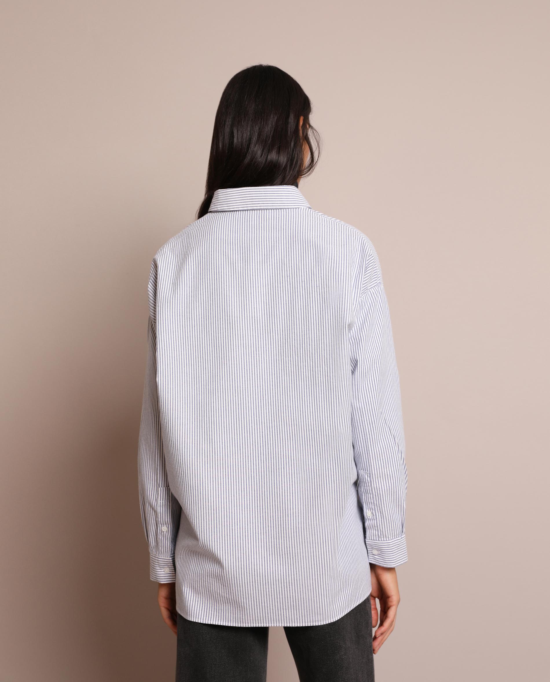 Imagen 5 de Camisa de mujer de algodón regular fit a rayas - Scalpers - Azul Azul