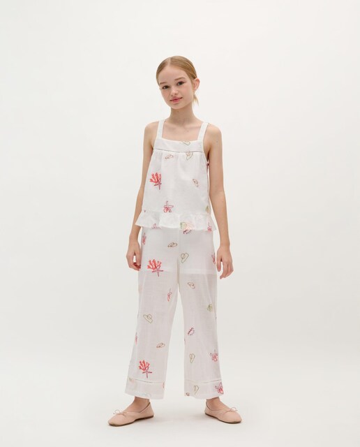 Imagen 0 de Pantalones de niña de algodón con bordados