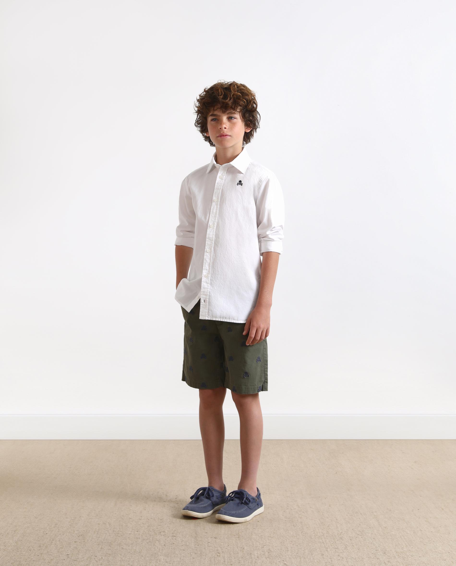Camisa de niño de manga larga con logo bordado - Scalpers - Blanco Blanco-2