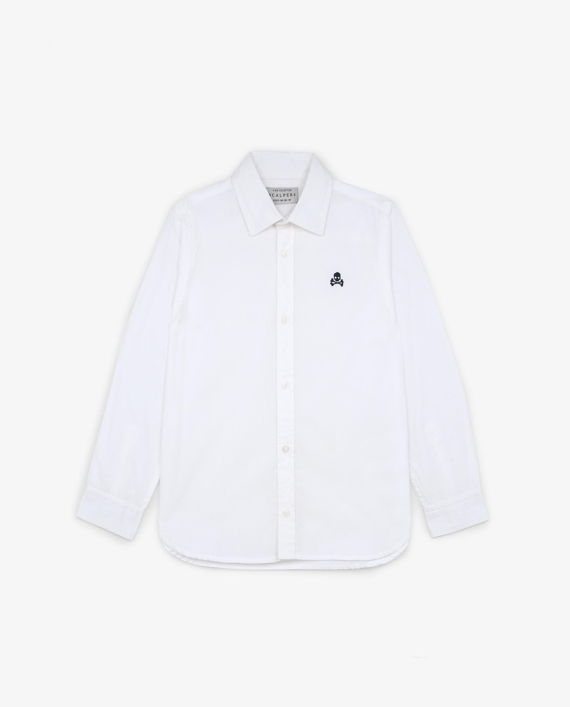 Camisa de niño de manga larga con logo bordado - Scalpers - Blanco Blanco-5