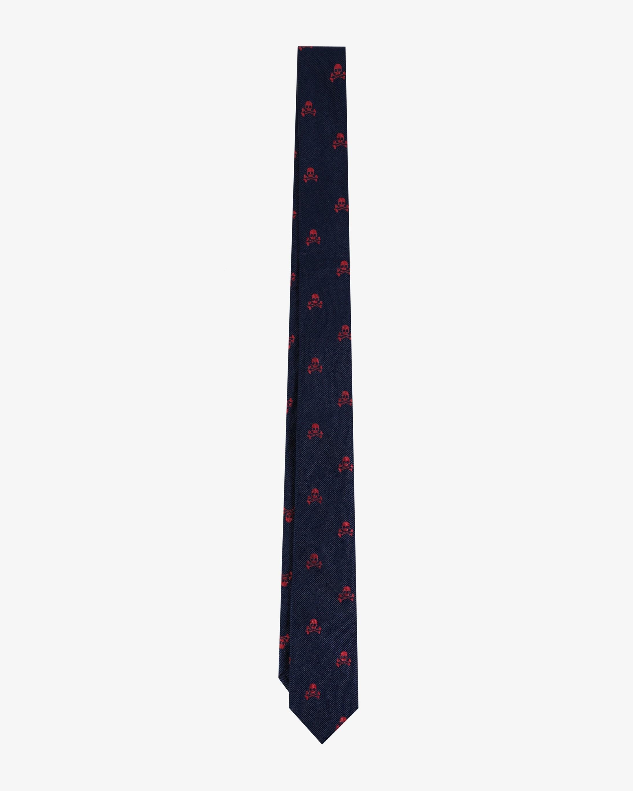 Corbata de niño de seda con estampado de calaveras - Scalpers - Azul marino Azul marino-1