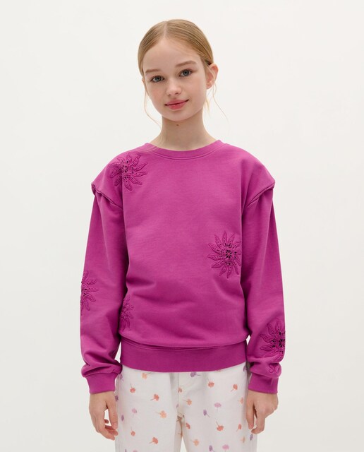 Imagen 0 de Sudadera de niña de algodón con detalles crochet