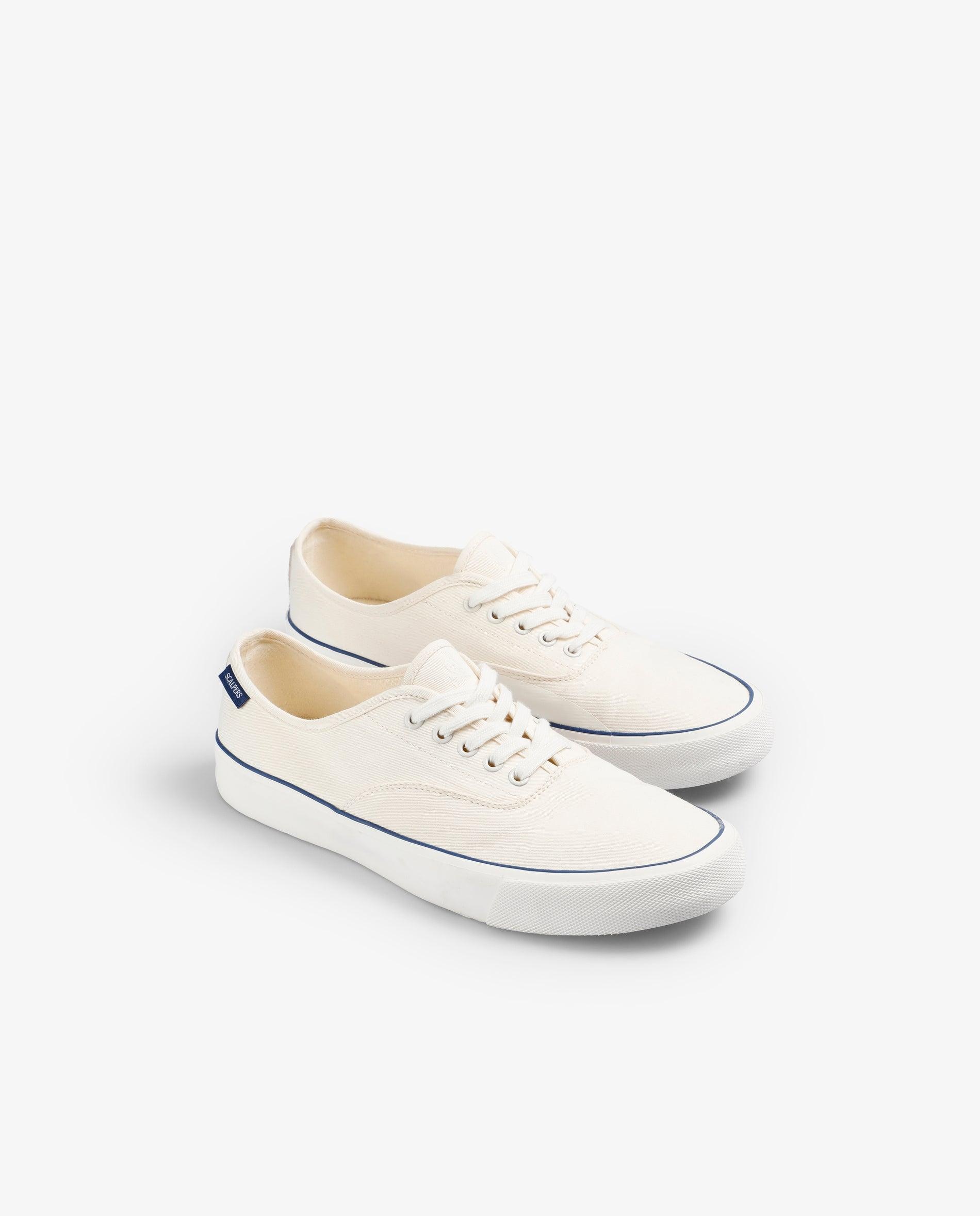 Zapatillas deportivas de hombre bajas de lona con cordones - Scalpers - Blanco Blanco-3