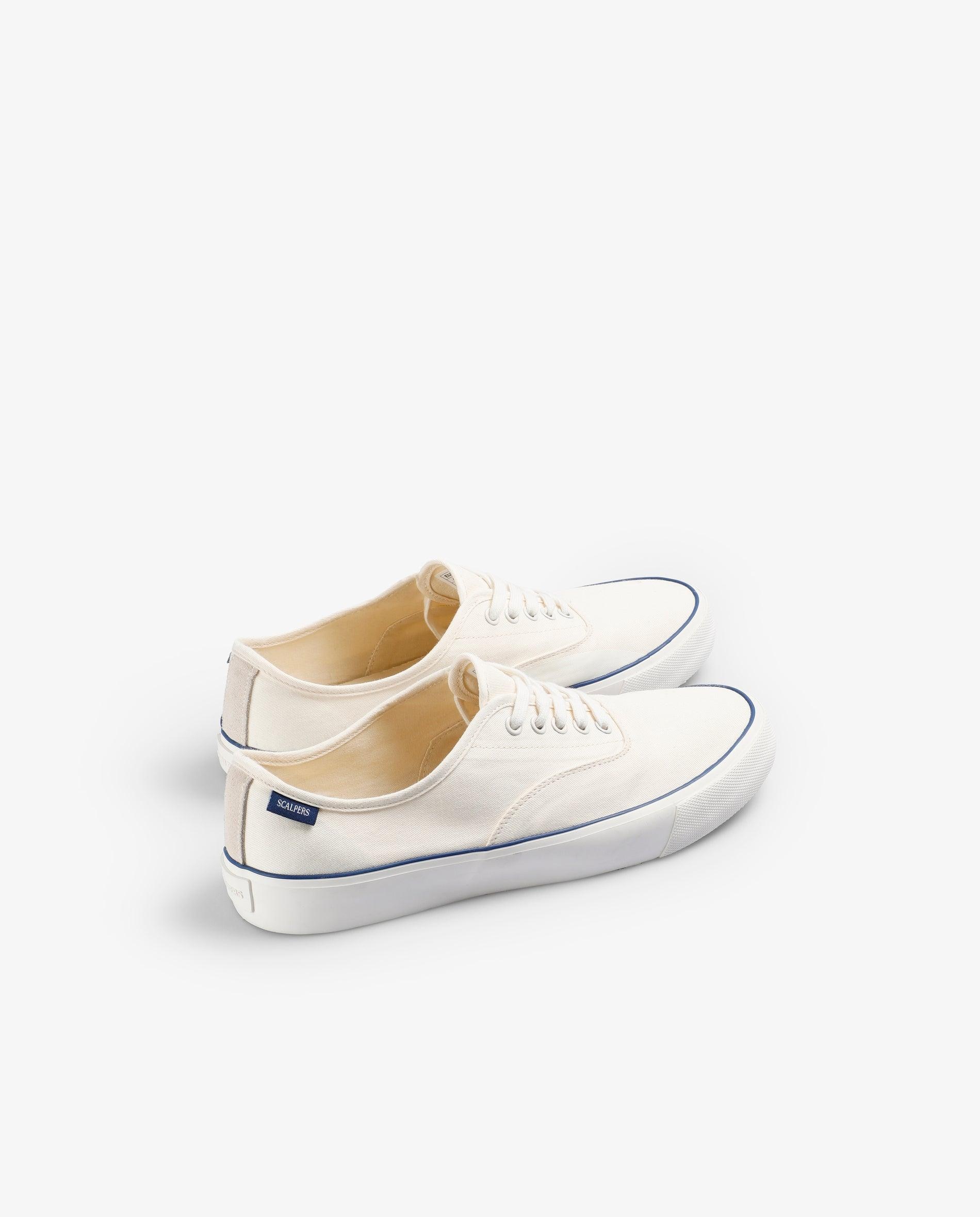 Zapatillas deportivas de hombre bajas de lona con cordones - Scalpers - Blanco Blanco-2