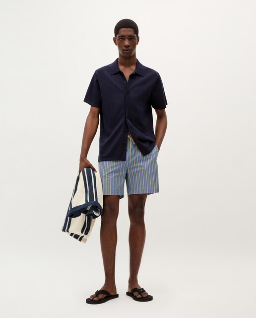 Imagen 0 de Bañador bermudas de hombre con diseño de rayas y cierre de cordón