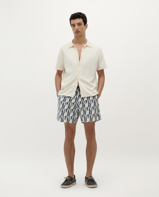 Imagen 0 de Bañador bermudas de hombre con estampado geométrico y ajuste de cordón