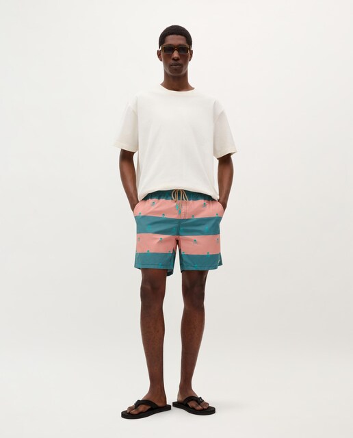 Imagen 0 de Bañador bermudas de hombre bicolor con microestampados