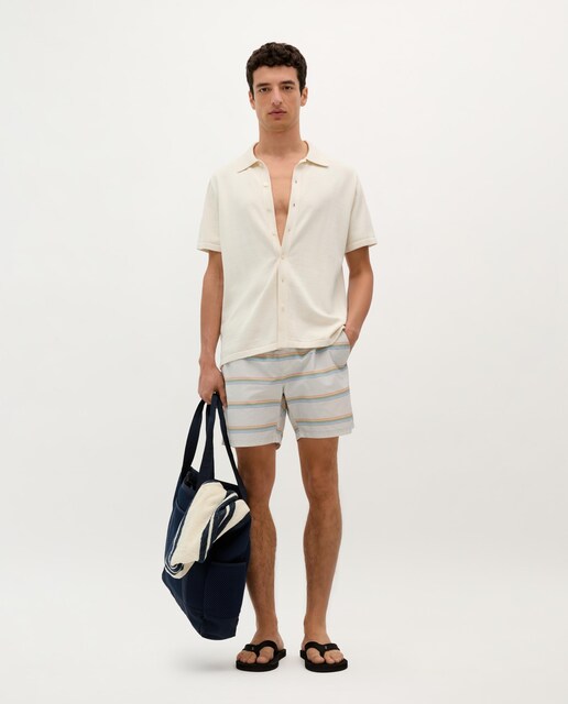 Imagen 0 de Bañador bermudas de hombre a rayas con logo