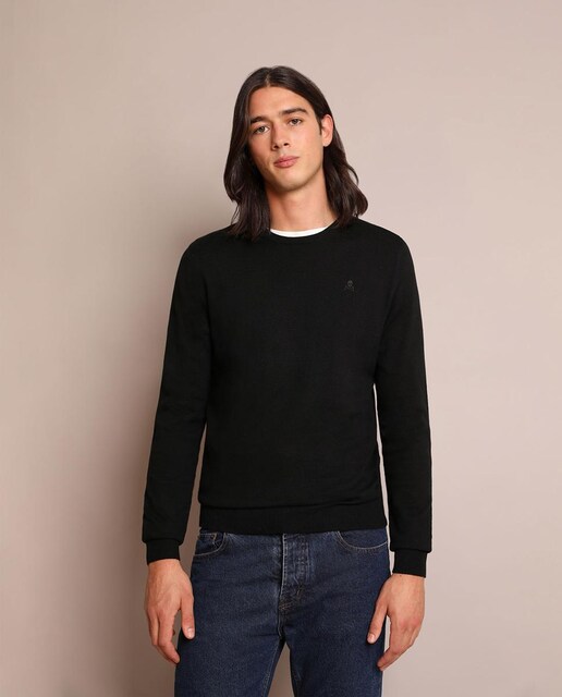 Imagen 0 de Sudadera de hombre de color negro y cuello redondo