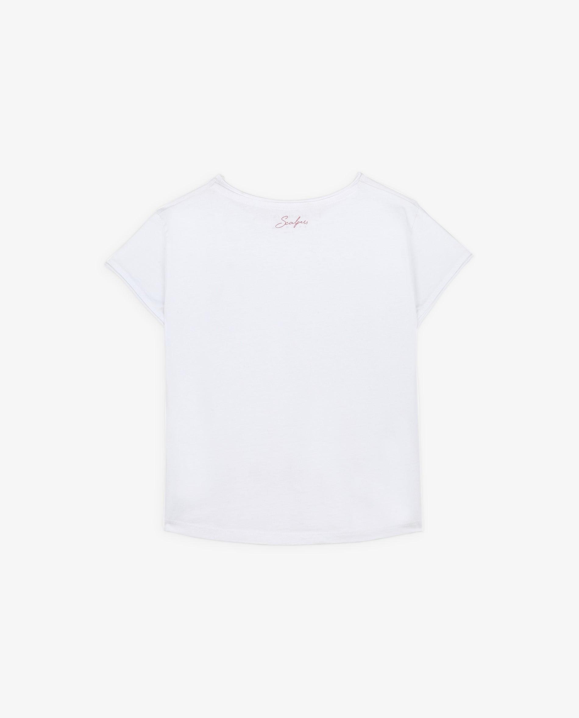 Camiseta de niña de manga corta 100% algodón - Scalpers - Blanco Blanco-4