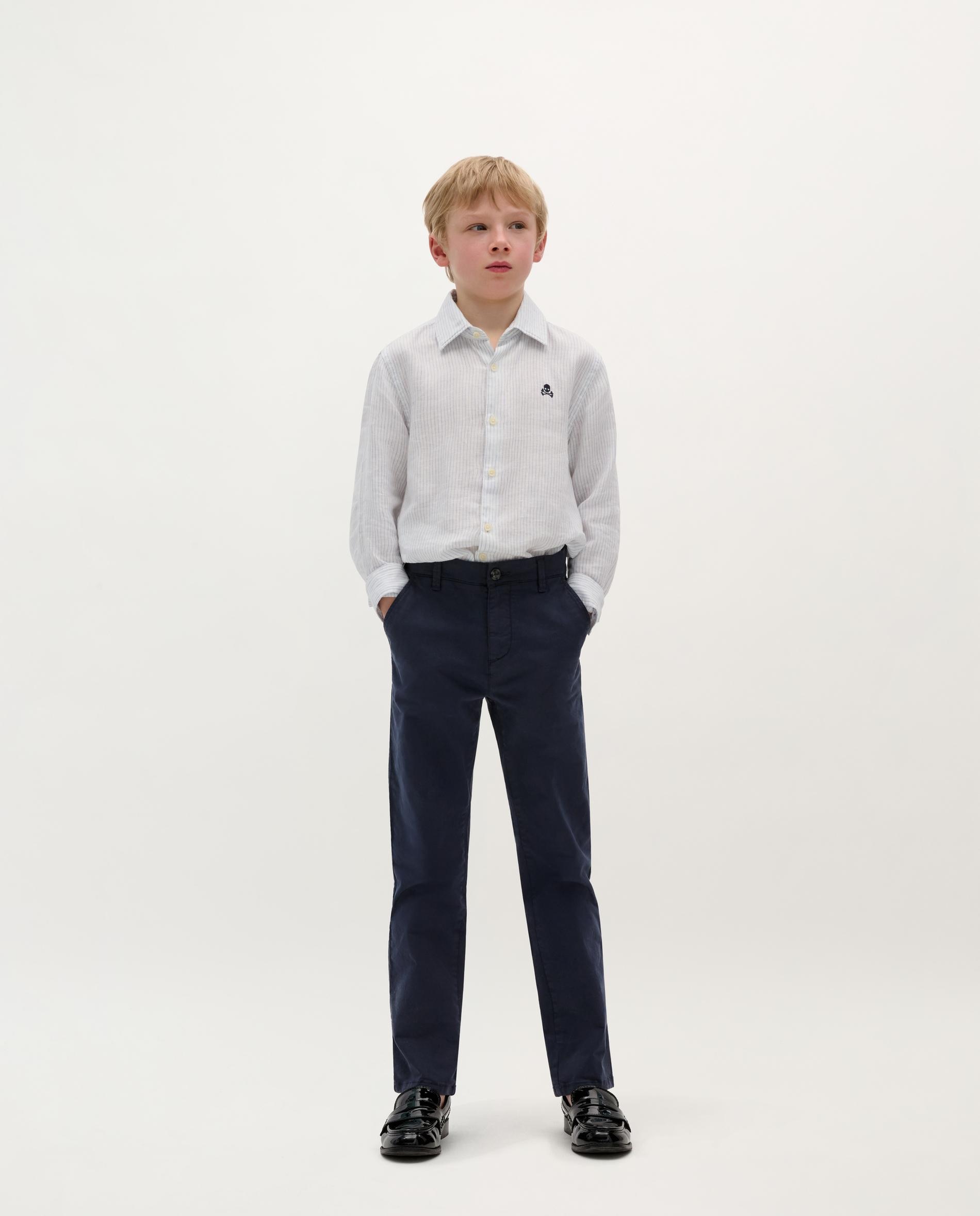 Chino de niño de algodón con trabillas en la cintura - Scalpers - Navy Navy-1