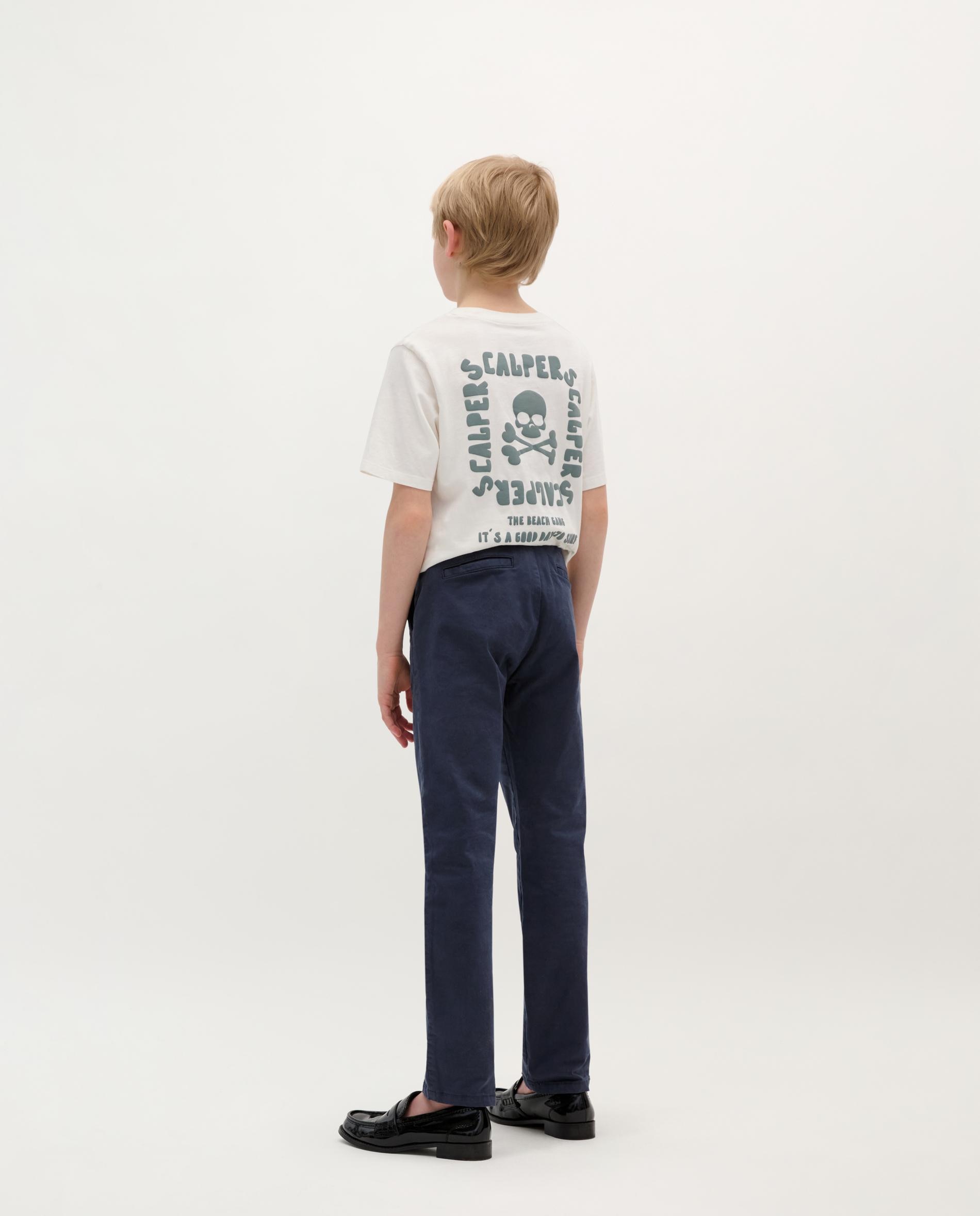 Chino de niño de algodón con trabillas en la cintura - Scalpers - Navy Navy-4