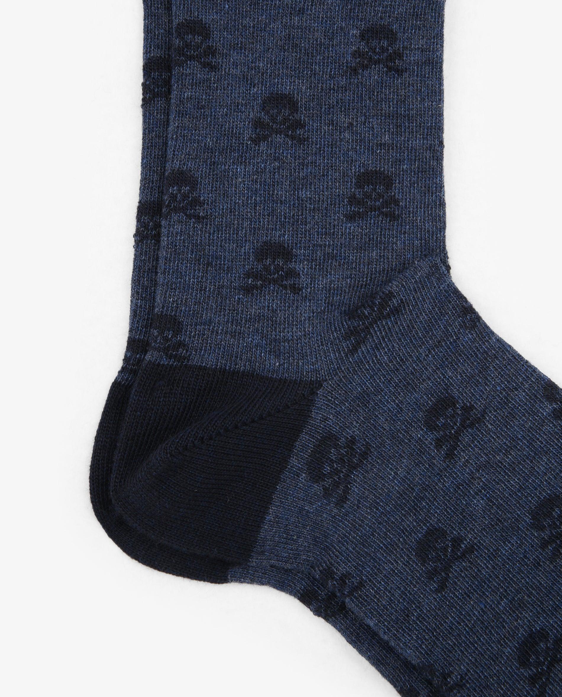 Calcetines de niño de caña media con estampado de calaveras - Scalpers - Navy Navy-3
