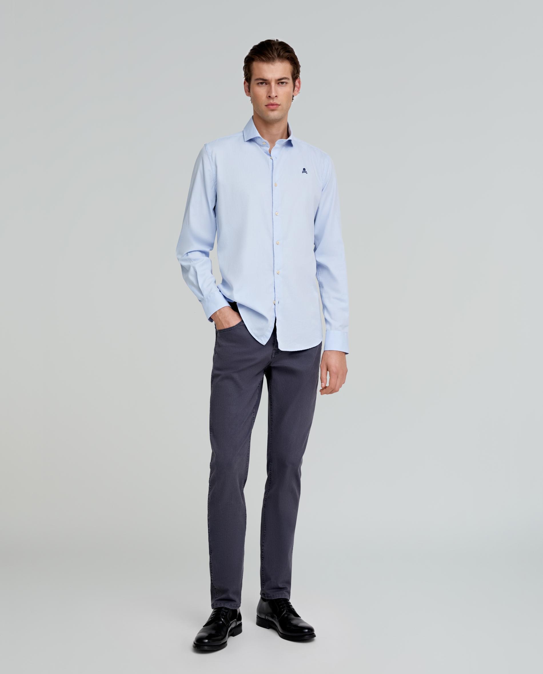Scalpers - Vaquero slim de hombre de algodón con cremallera y botón.