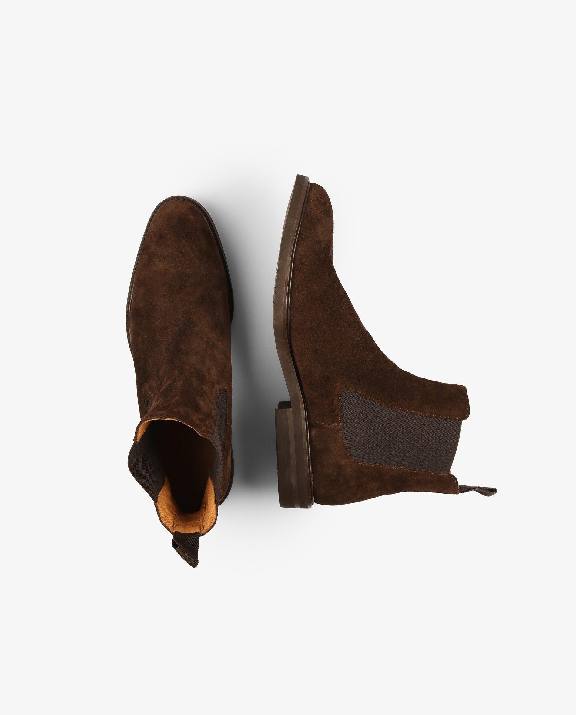 Botas chelsea de hombre en ante con tirador trasero - Scalpers - Marrón Marrón-4