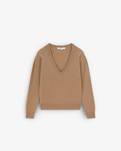 Imagen 0 de Jersey de mujer de lana con cuello pico