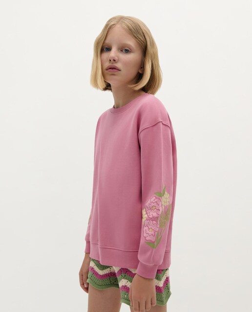 Imagen 0 de Sudadera de niña de algodón con flores