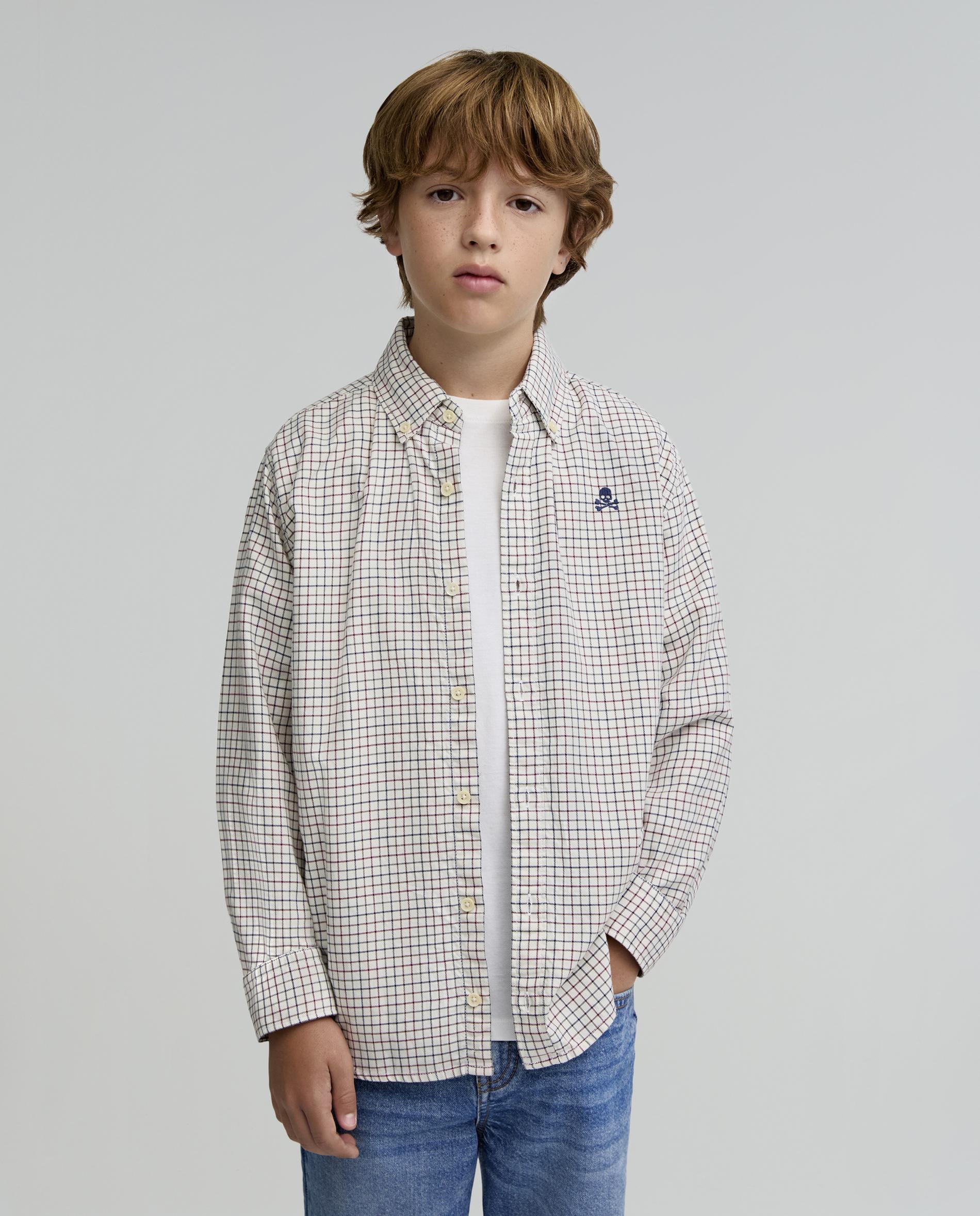 Camisa de nino de algodon de cuadros