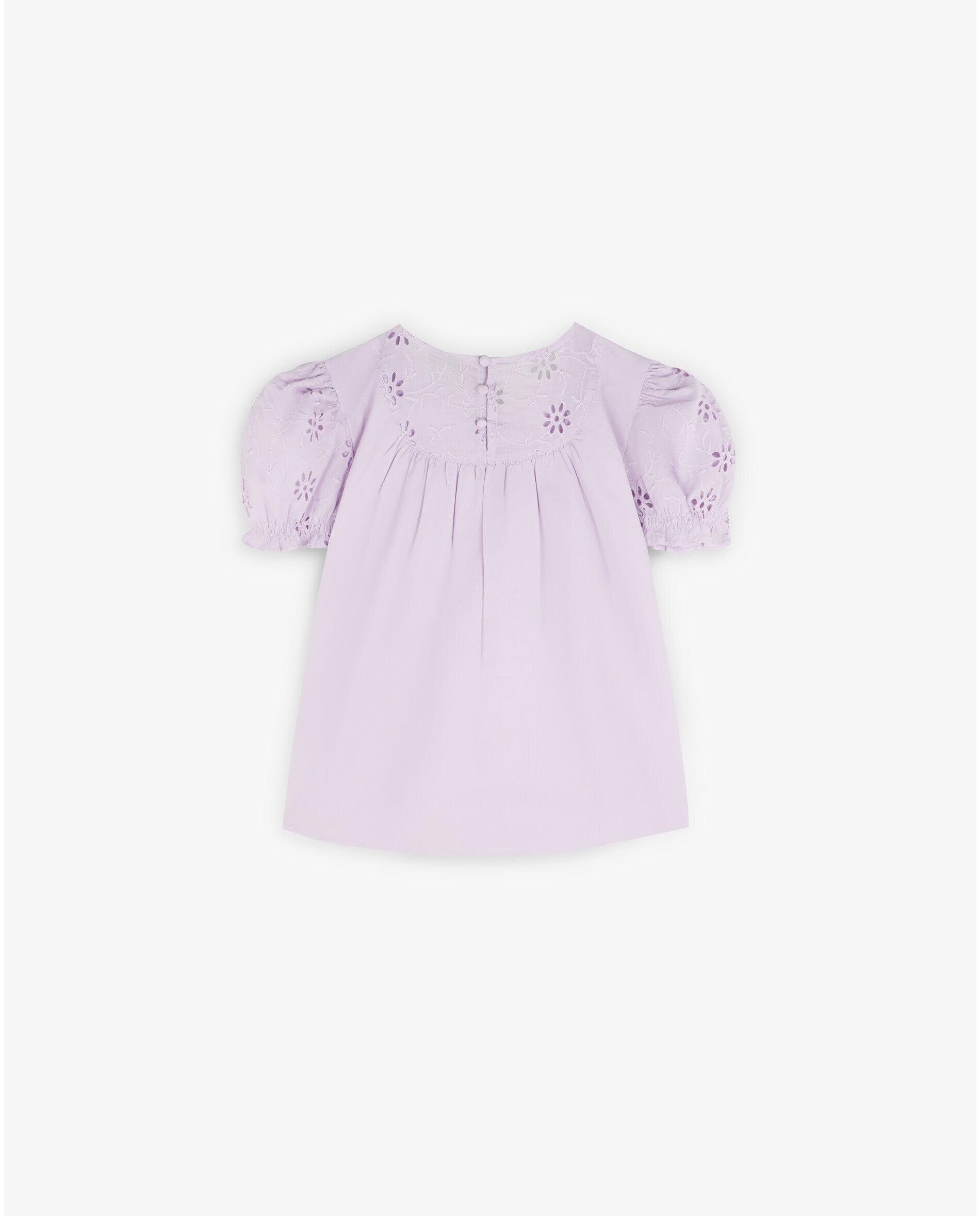 Blusa de niña con calados y mangas abullonadas - Scalpers - Lila Lila-5