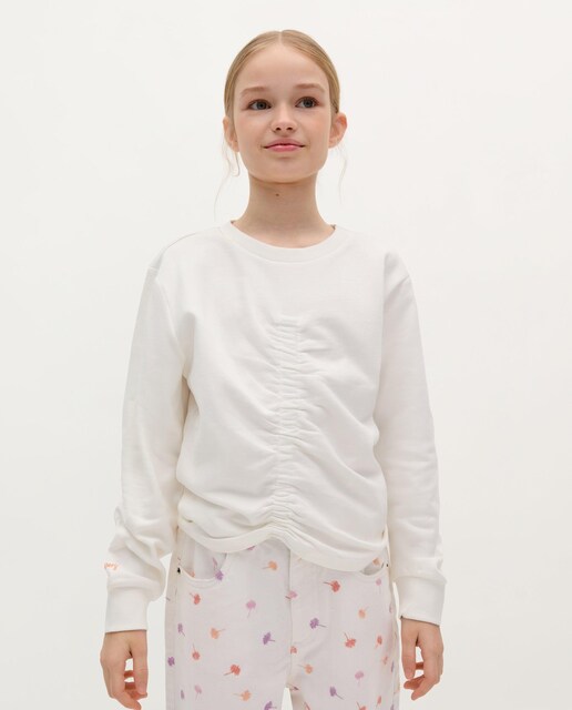 Imagen 0 de Sudadera de niña de algodón con detalle fruncido