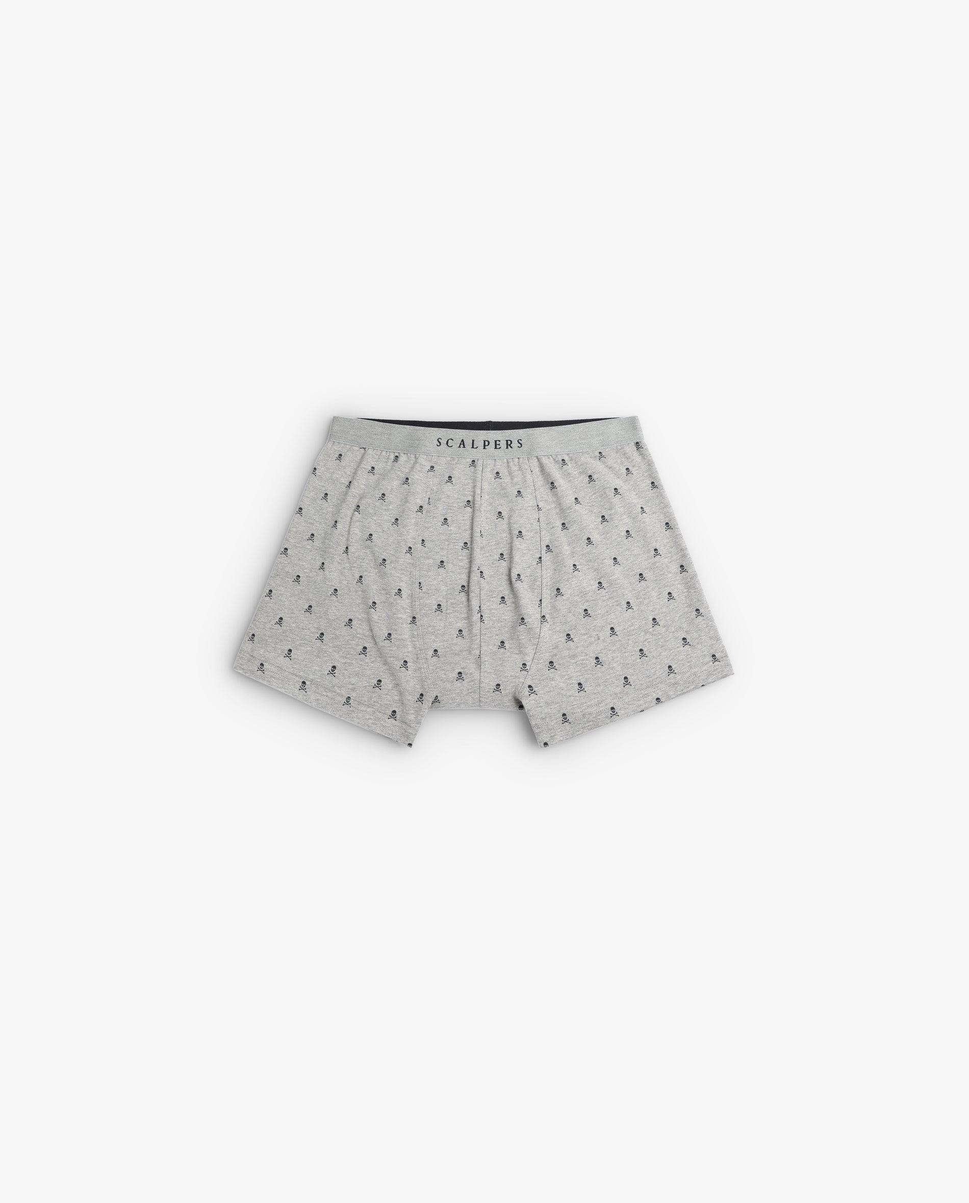 Imagen 0 de Bóxer de punto de hombre  de algodón elástico con calaveras Gris claro